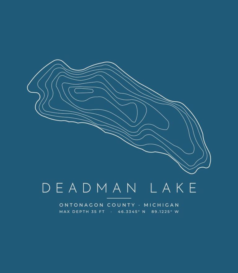Deadman Lake contour map (for dark shirts) design