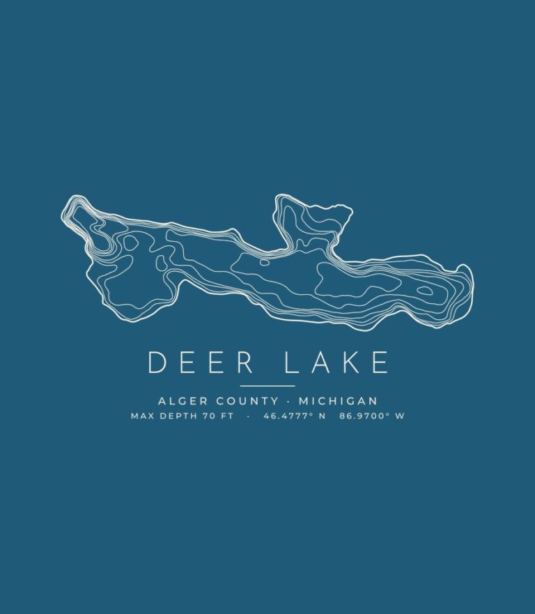 Deer Lake contour map (for dark shirts) design