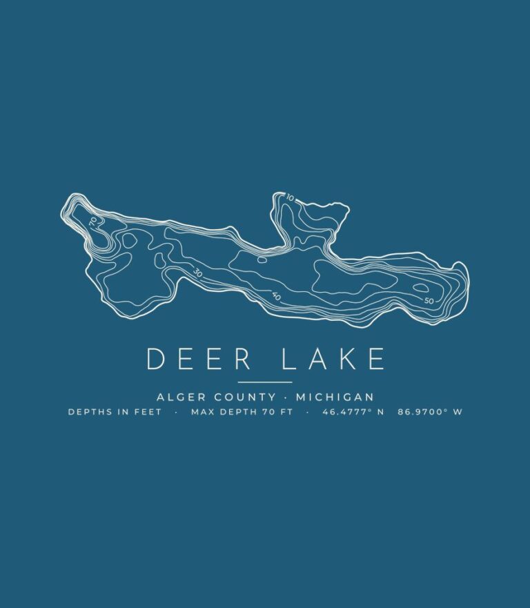 Deer Lake depth contours (for dark shirts) design