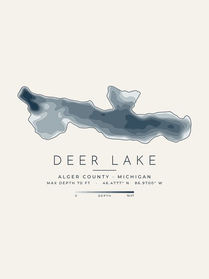 Deer Lake depth map print design