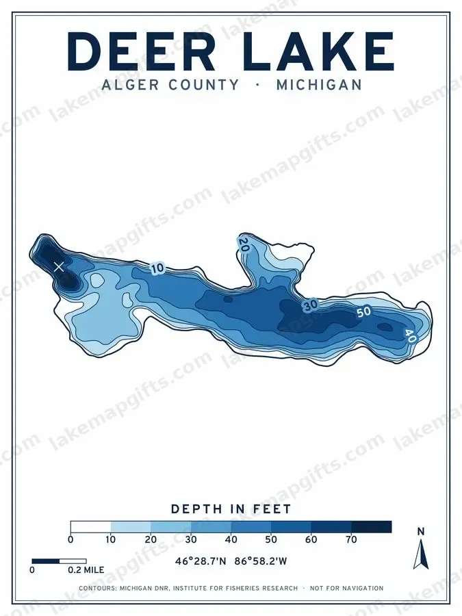 Deer Lake depth chart poster design