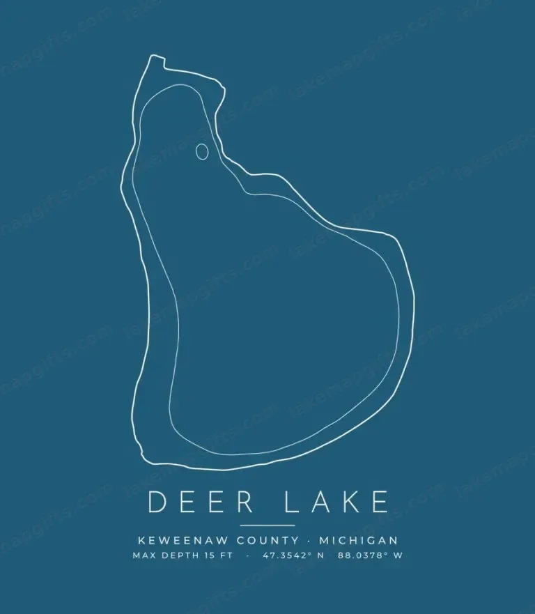 Deer Lake contour map (for dark shirts) design