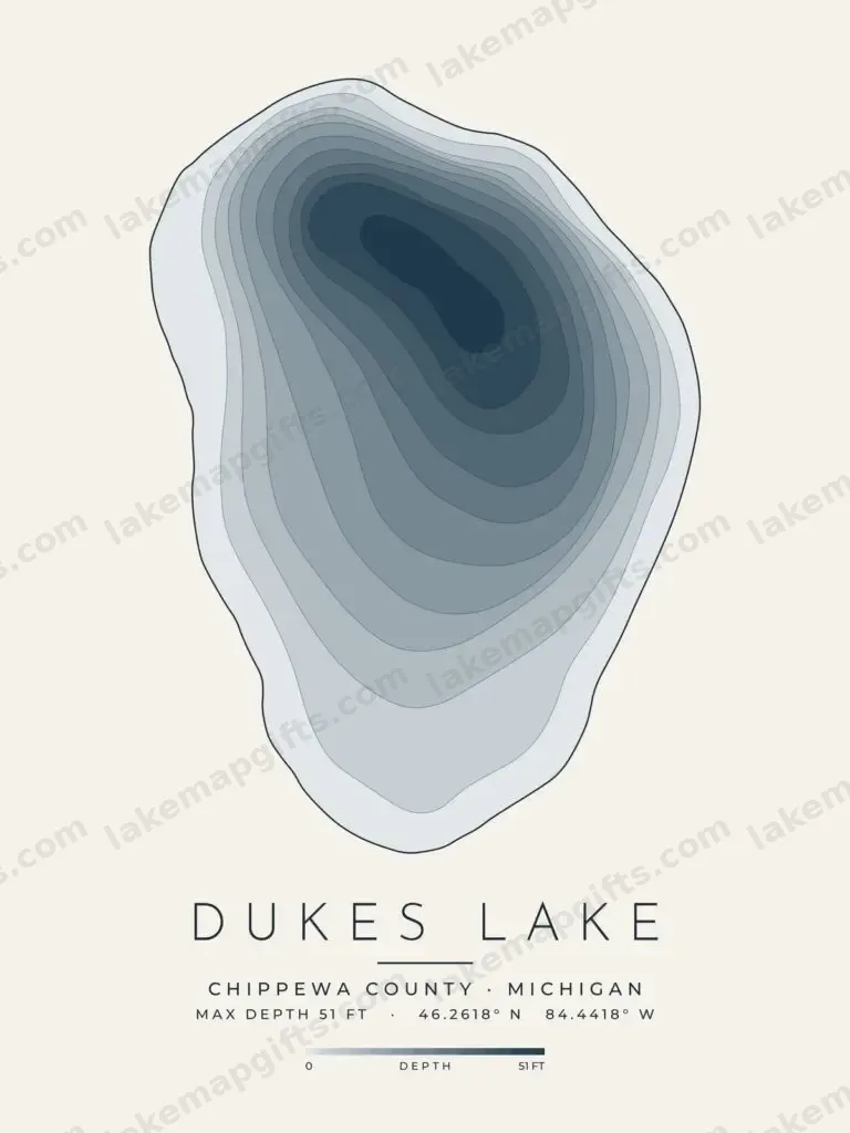 Dukes Lake depth map