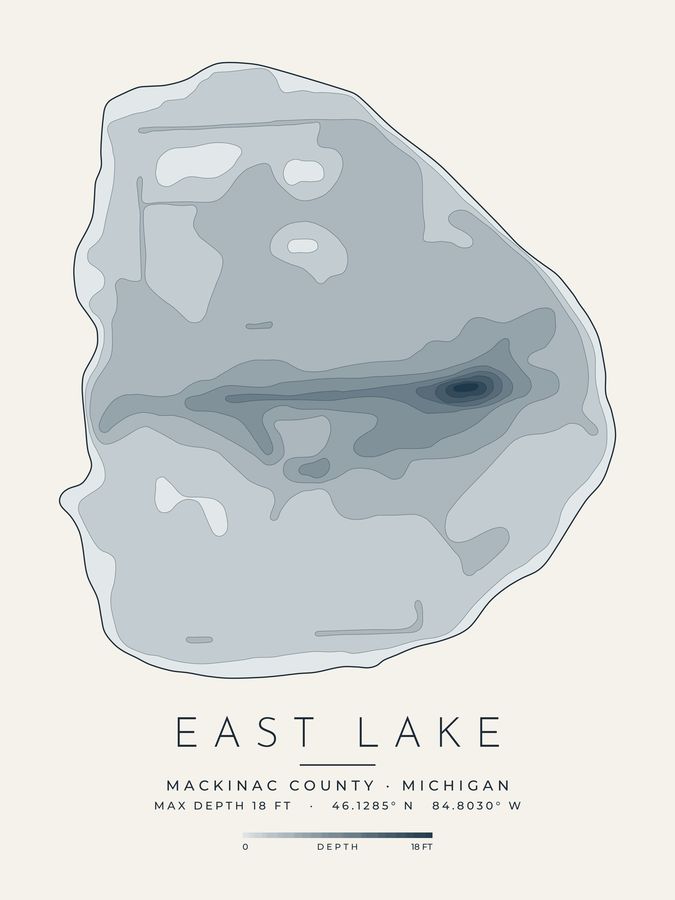 East Lake depth map print design
