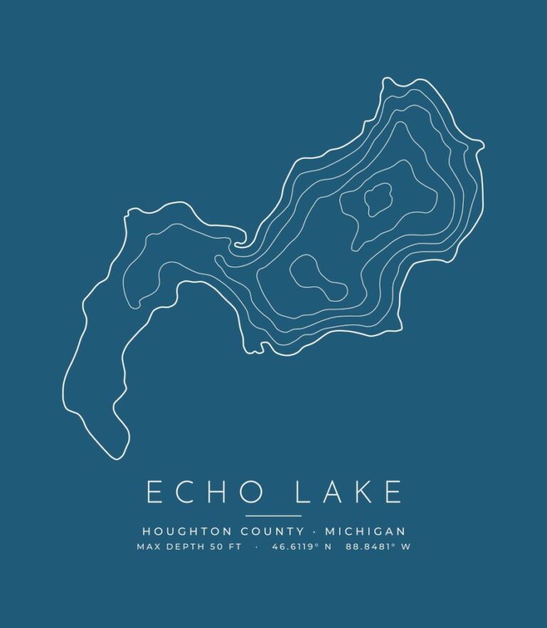 Echo Lake contour map (for dark shirts) design