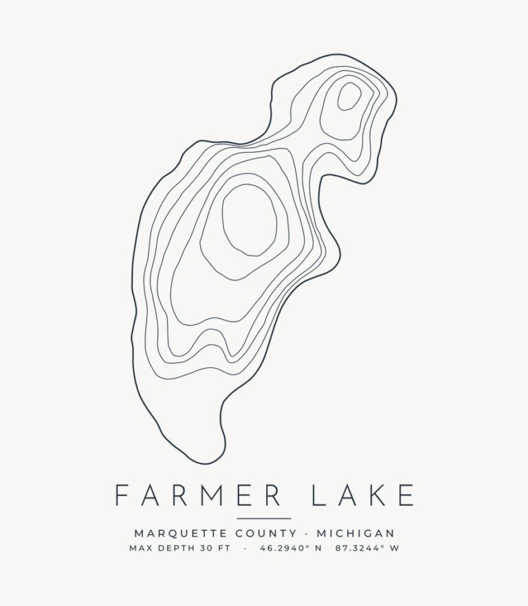 Farmer Lake contour map design