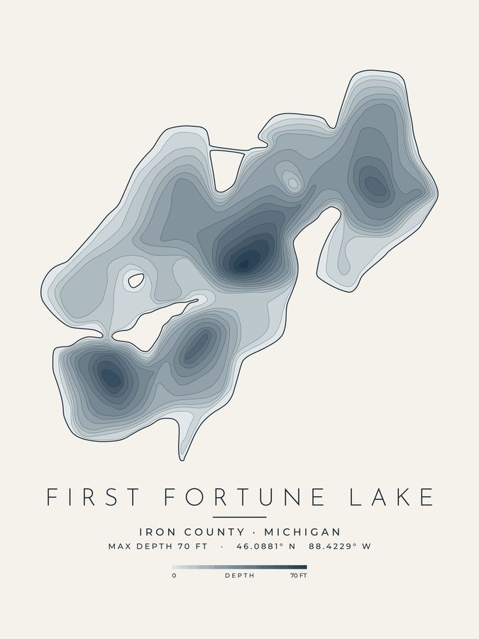 First Fortune Lake depth map print design