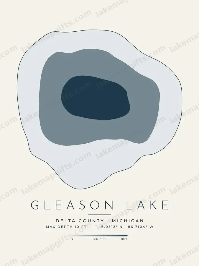 Gleason Lake depth map print design