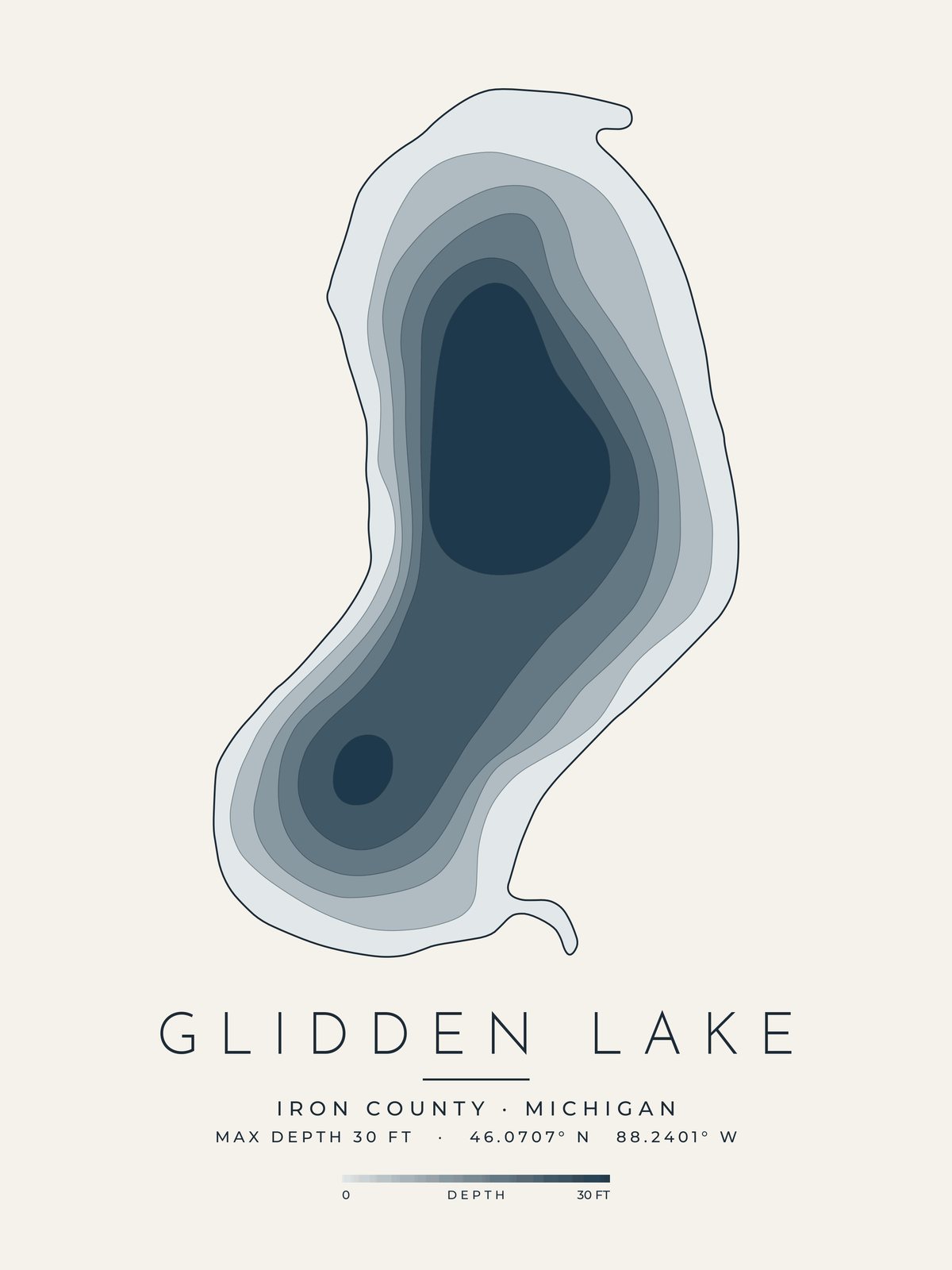 Glidden Lake depth map