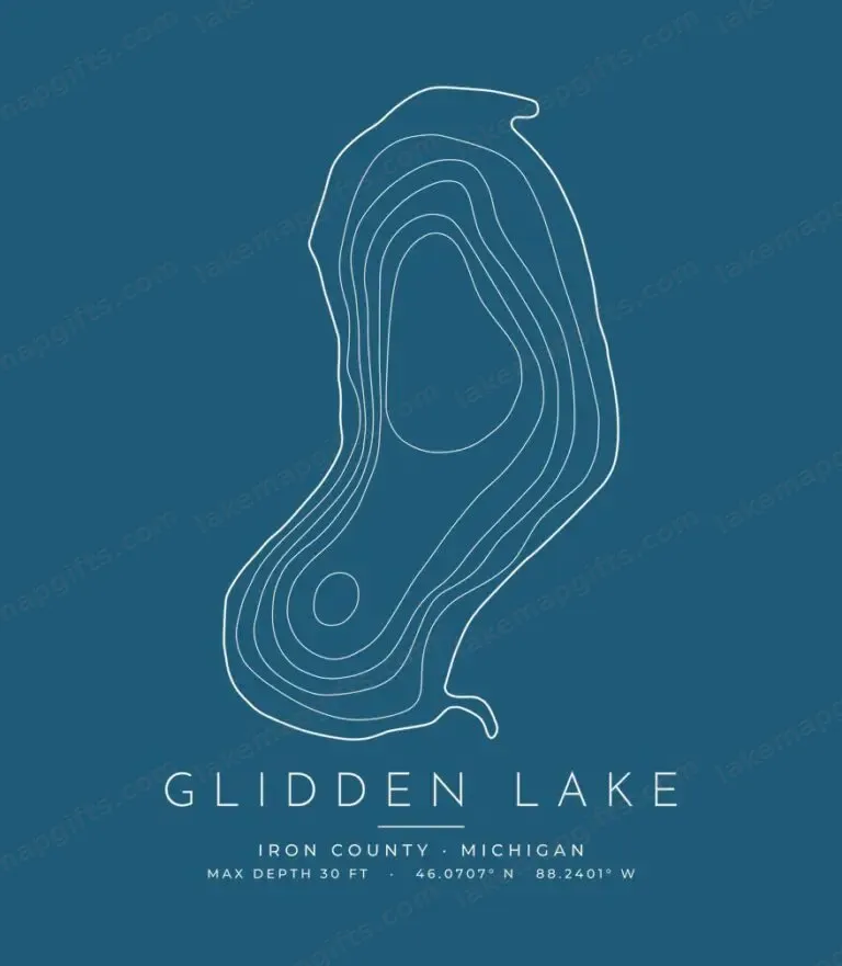 Glidden Lake contour map (for dark shirts) design