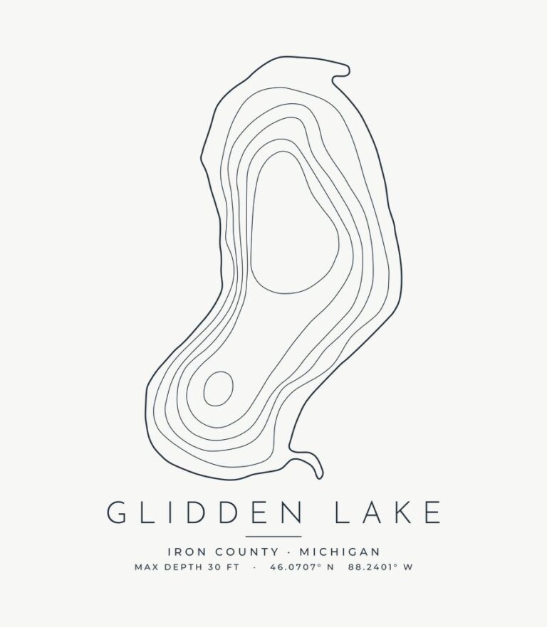 Glidden Lake contour map design