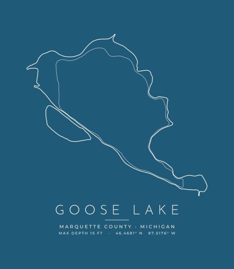 Goose Lake contour map (for dark shirts) design