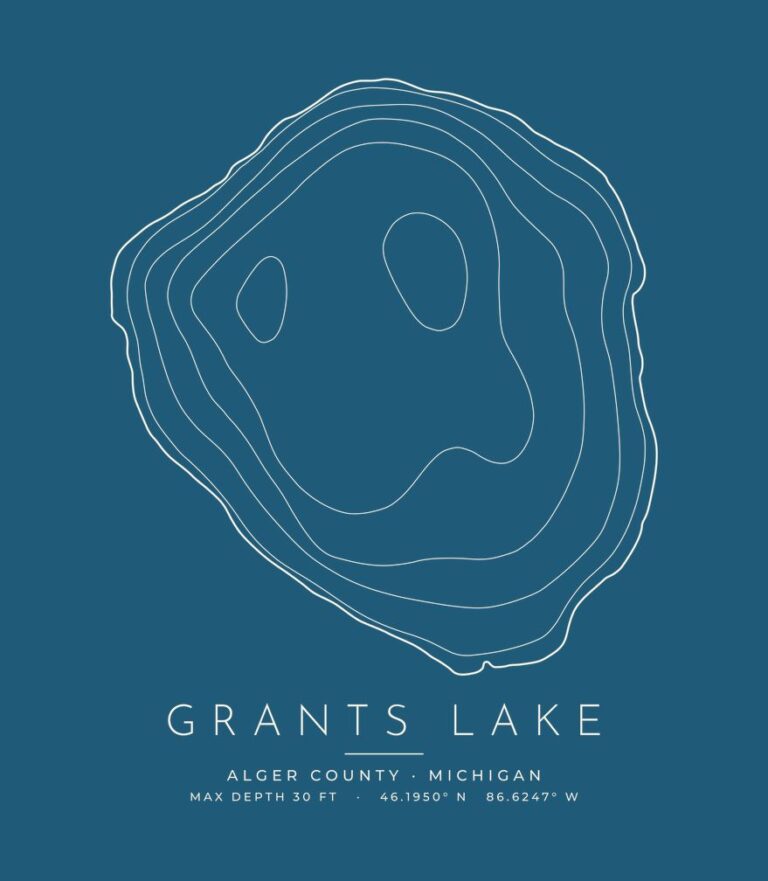 Grants Lake contour map (for dark shirts) design