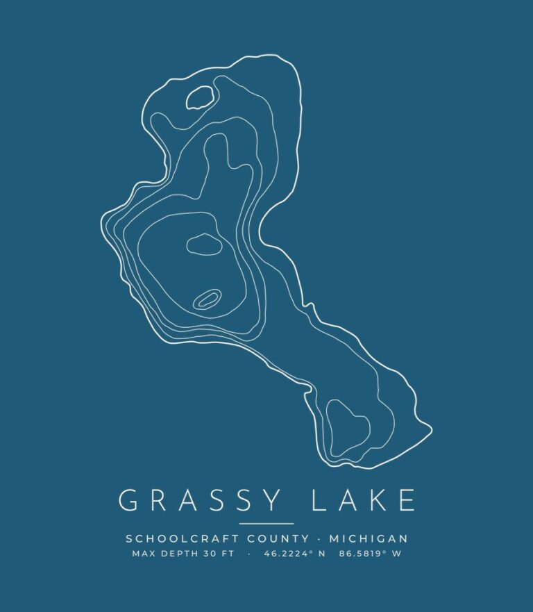 Grassy Lake contour map (for dark shirts) design