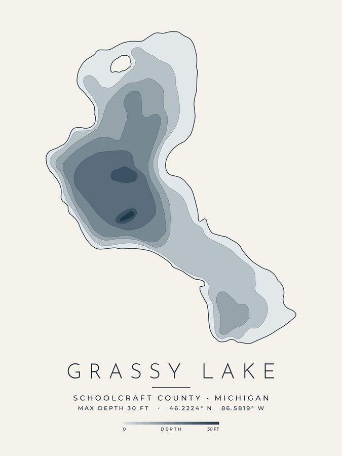 Grassy Lake depth map print design