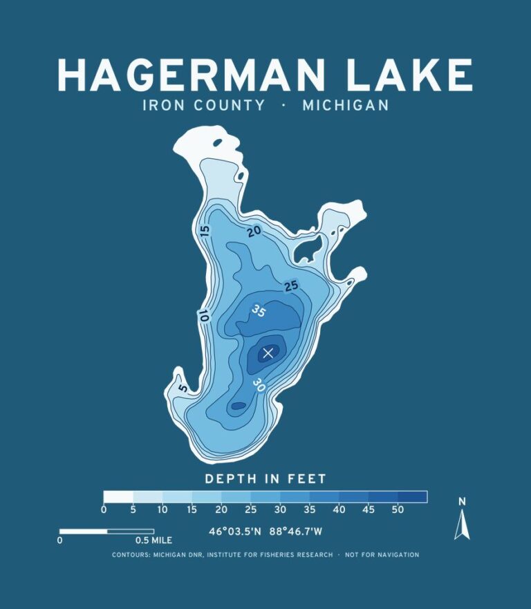 Hagerman Lake depth chart (for dark shirts) design