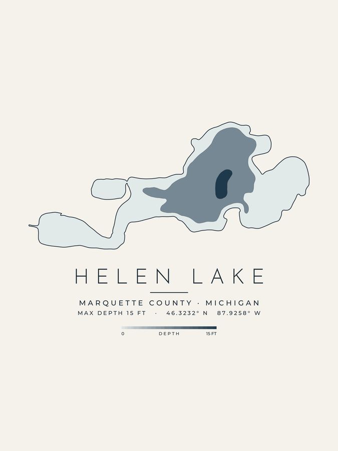Helen Lake depth map print design