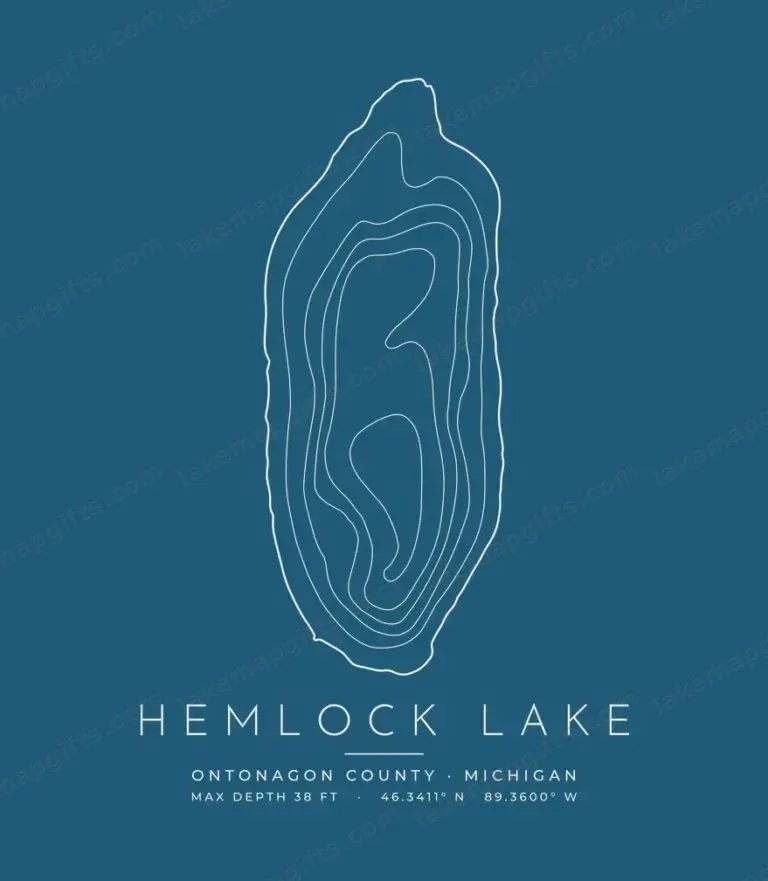 Hemlock Lake contour map (for dark shirts) design