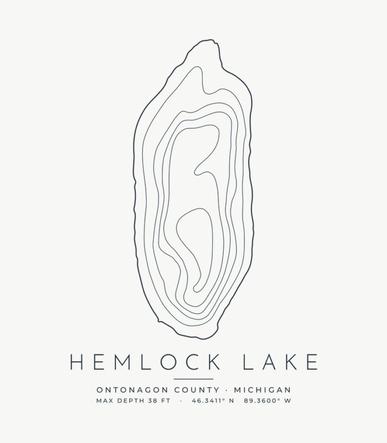 Hemlock Lake contour map design