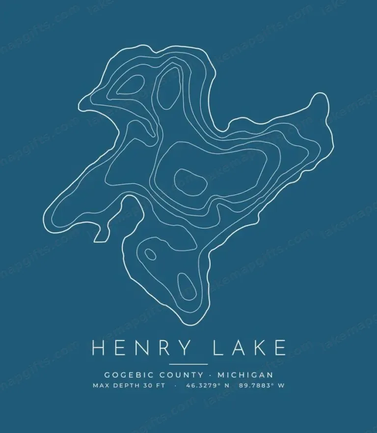 Henry Lake contour map (for dark shirts) design