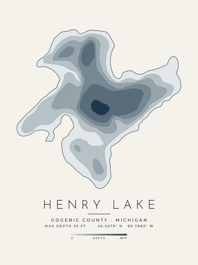 Henry Lake depth map print design