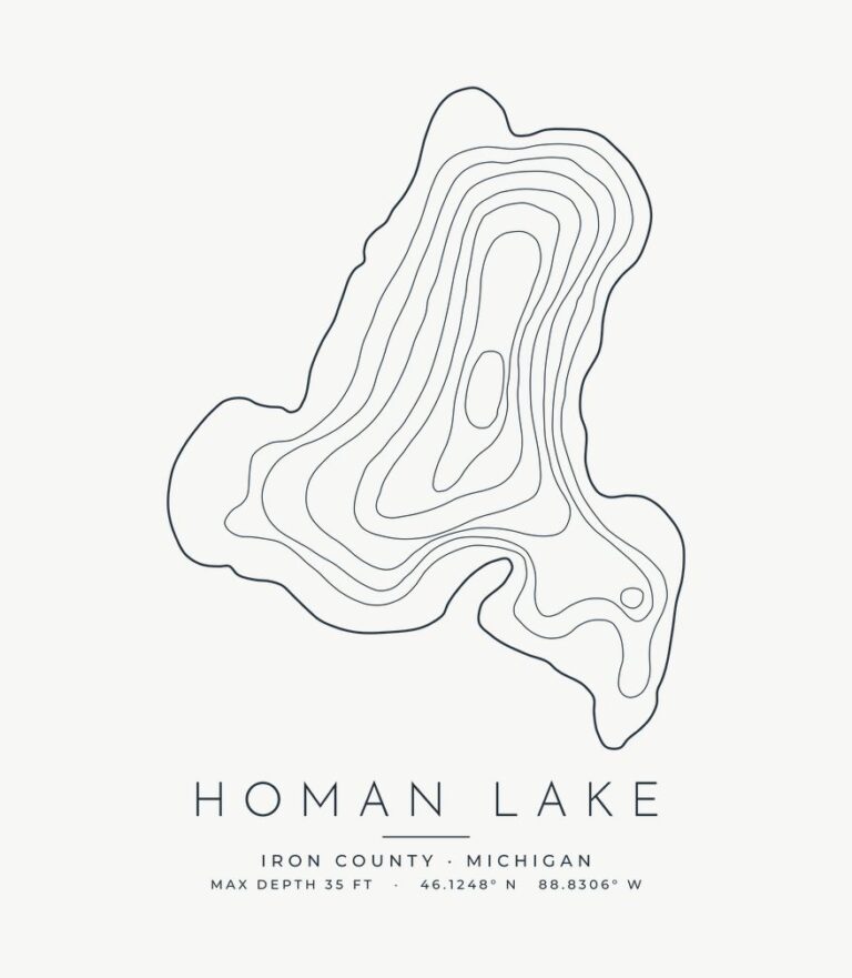 Homan Lake contour map design