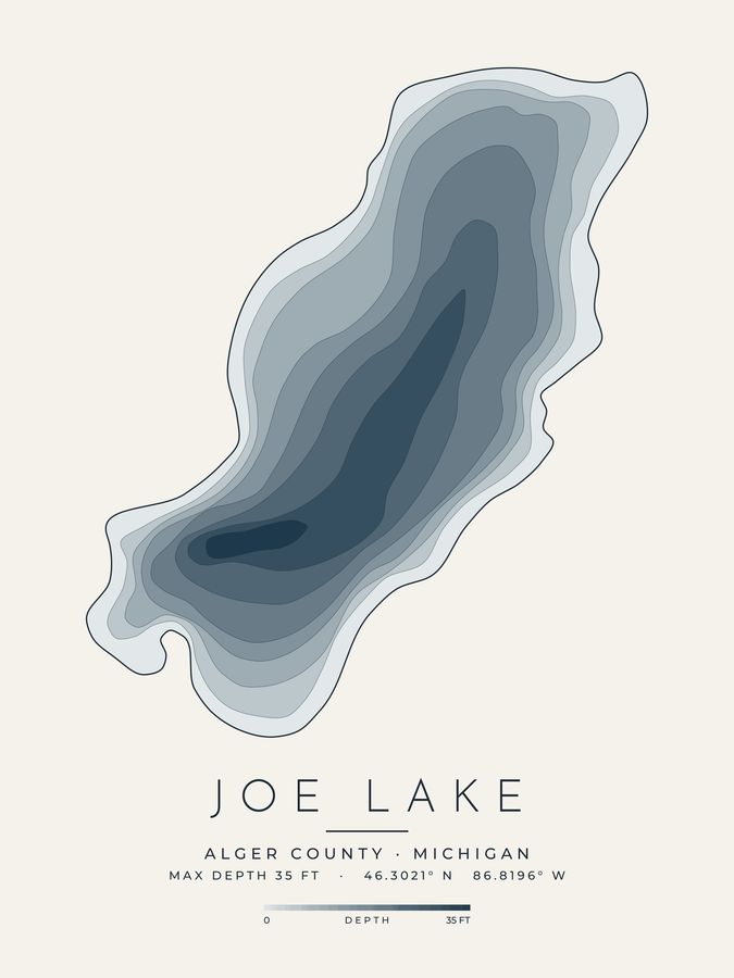 Joe Lake depth map print design