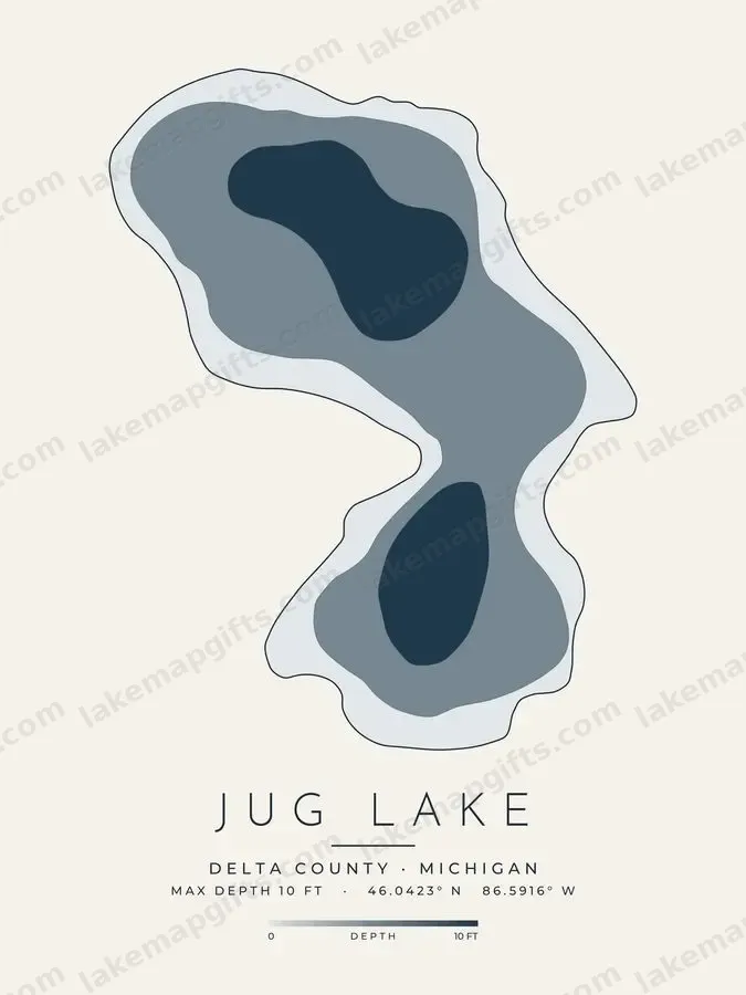 Jug Lake depth map print design