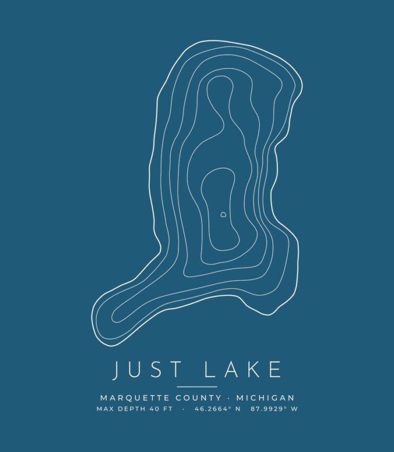 Just Lake contour map (for dark shirts) design