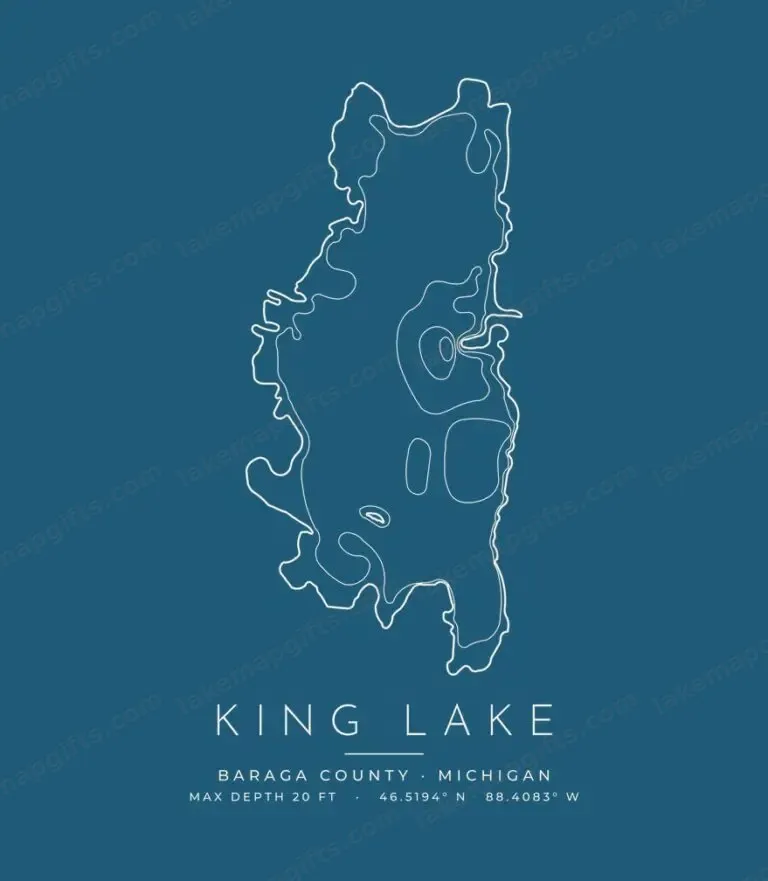 King Lake contour map (for dark shirts) design