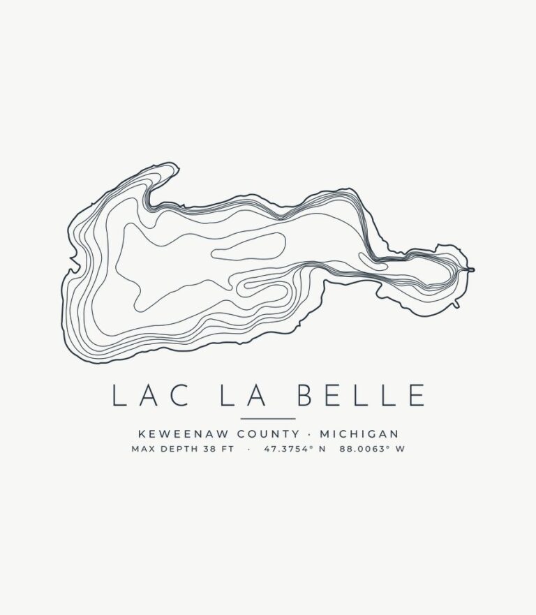 Lac La Belle contour map design