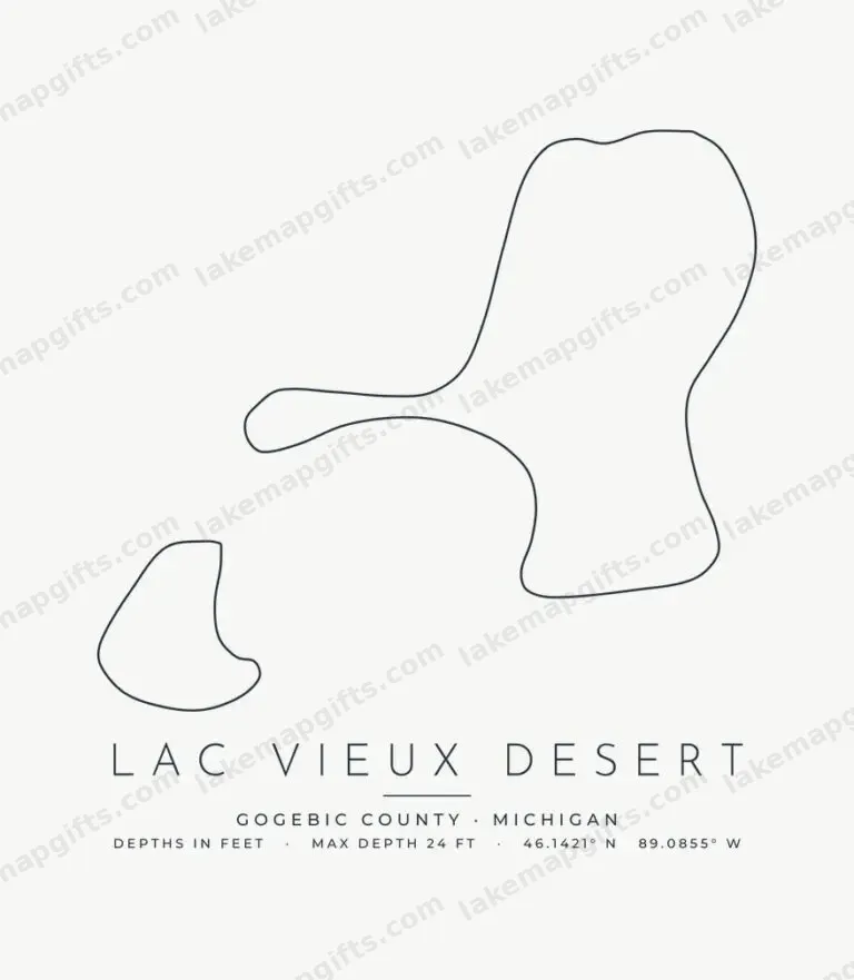 Lac Vieux Desert depth contours design