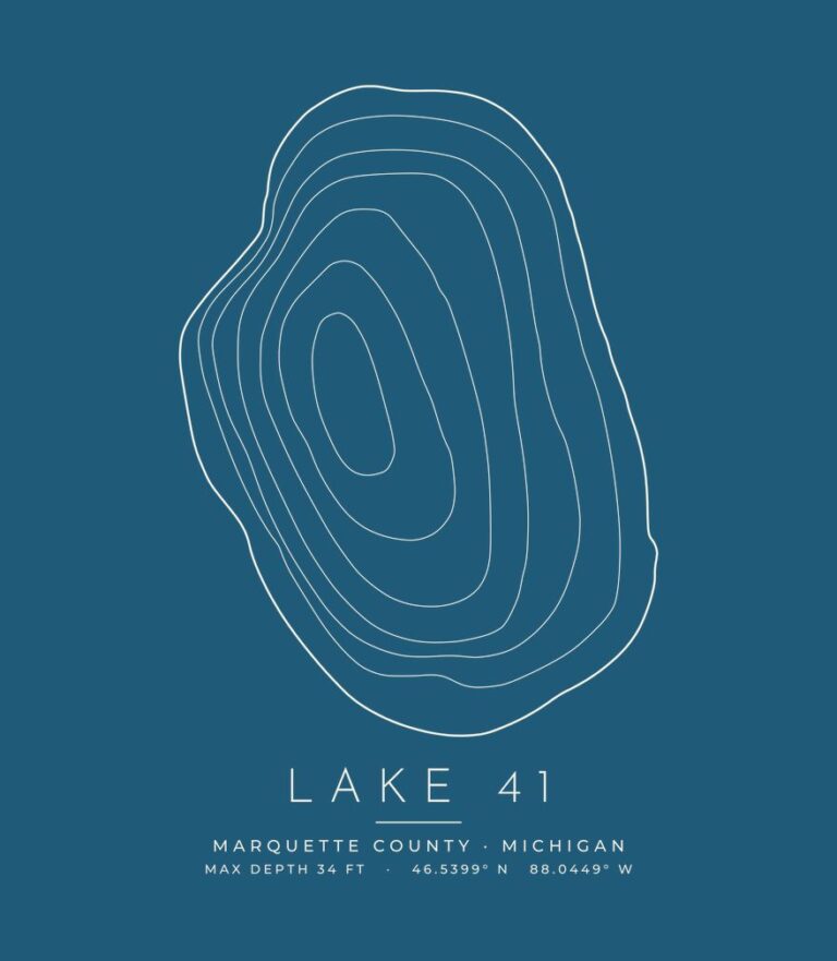 Lake 41 contour map (for dark shirts) design