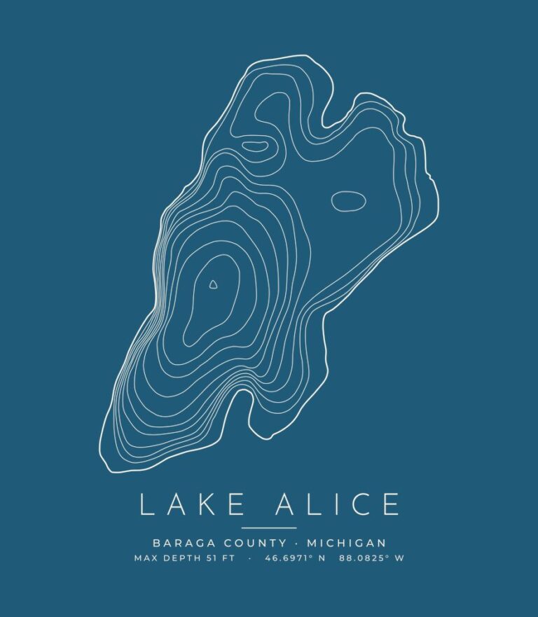 Lake Alice contour map (for dark shirts) design