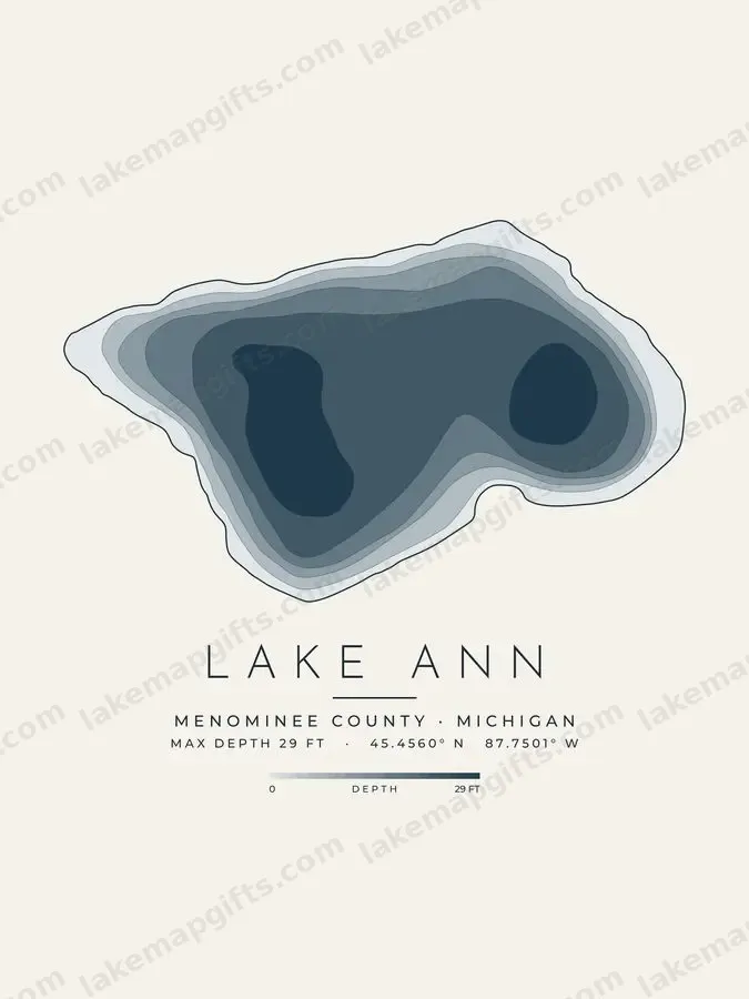 Lake Ann depth map print design