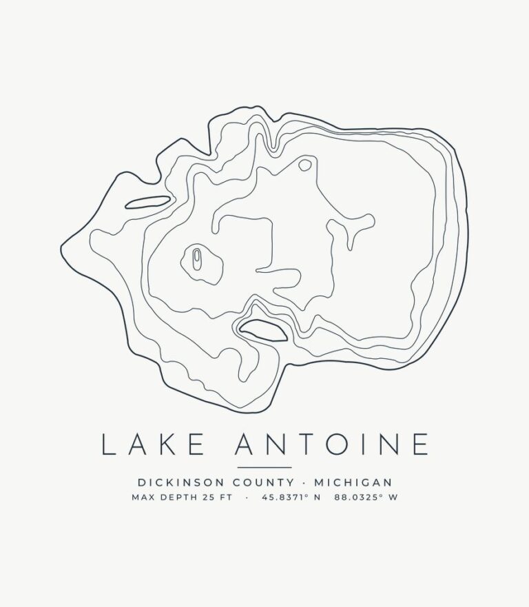 Lake Antoine contour map design