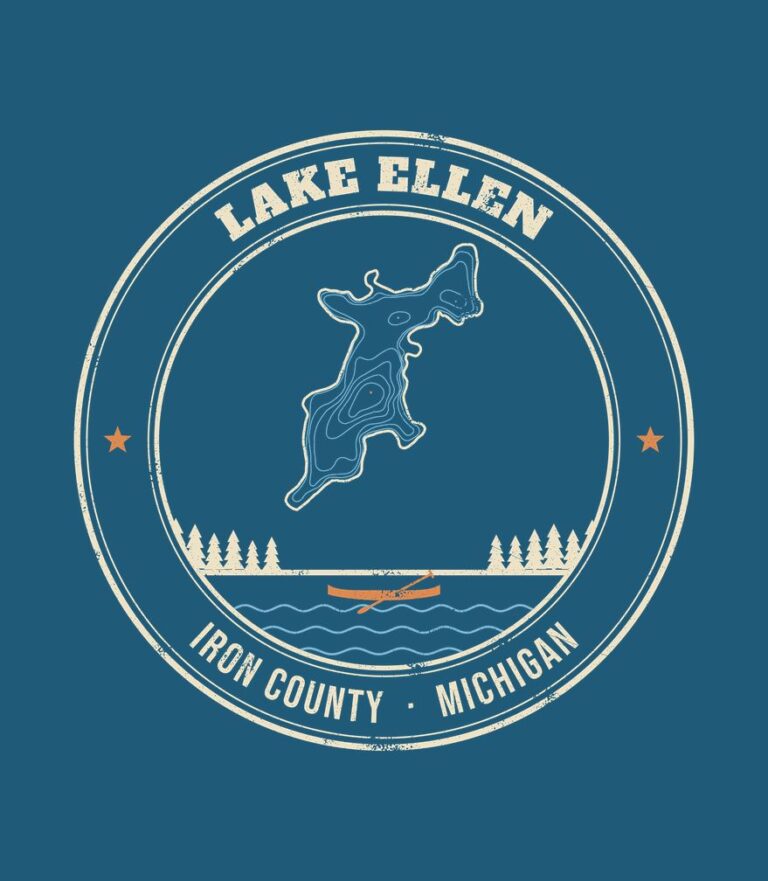 Lake Ellen vintage badge (for dark shirts) design
