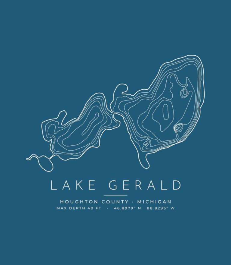 Lake Gerald contour map (for dark shirts) design