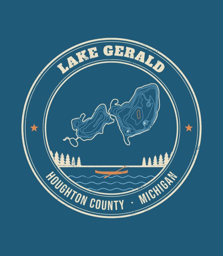 Lake Gerald vintage badge (for dark shirts) design