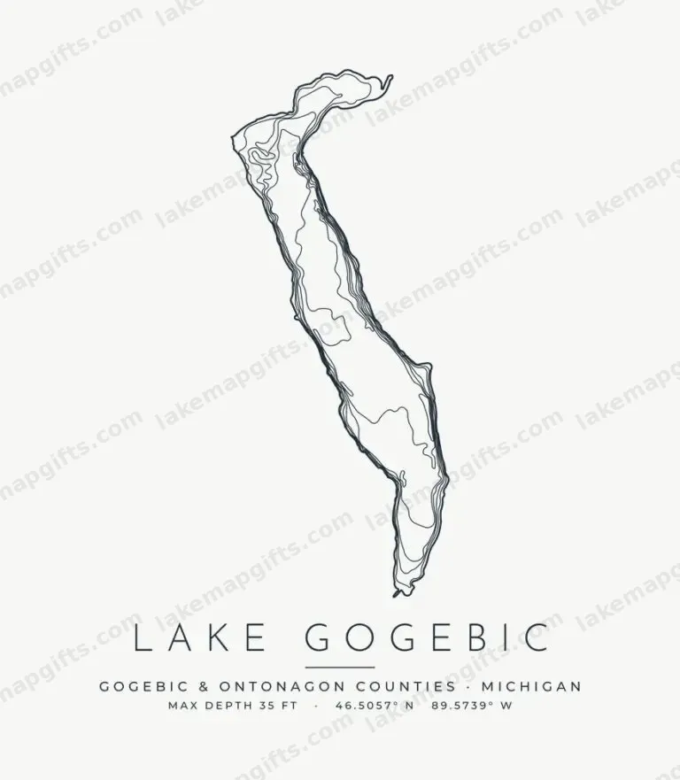 Lake Gogebic contour map design