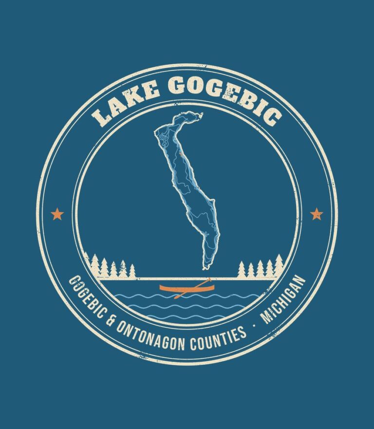 Lake Gogebic vintage badge (for dark shirts) design