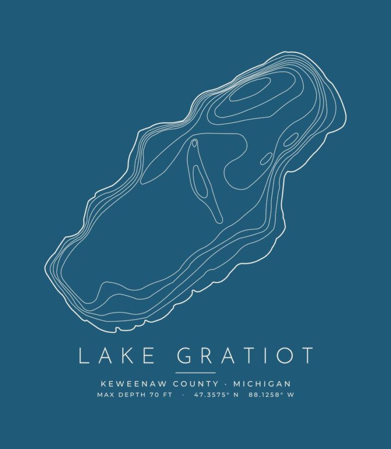 Lake Gratiot contour map (for dark shirts) design