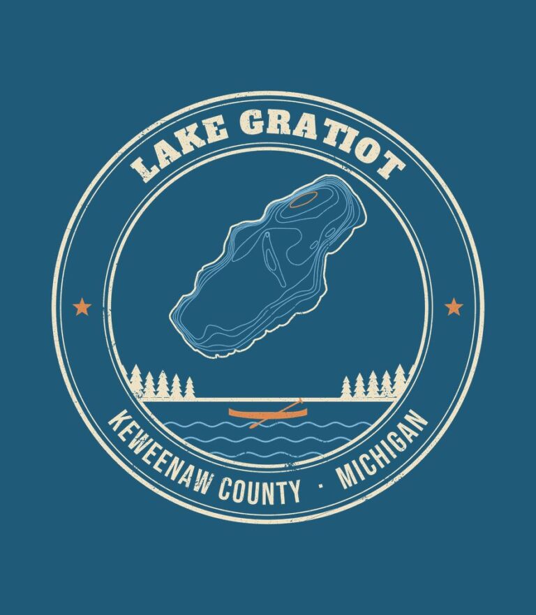 Lake Gratiot vintage badge (for dark shirts) design