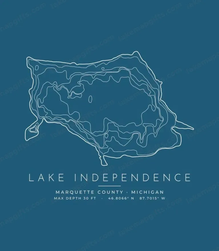Lake Independence contour map (for dark shirts) design