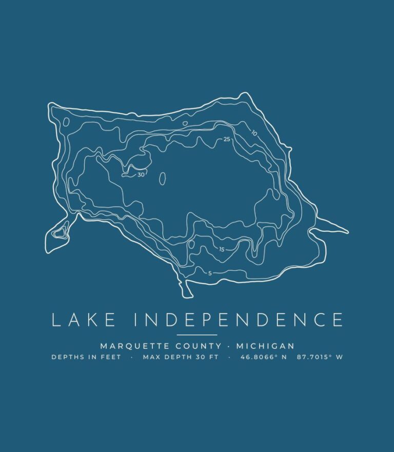 Lake Independence depth contours (for dark shirts) design