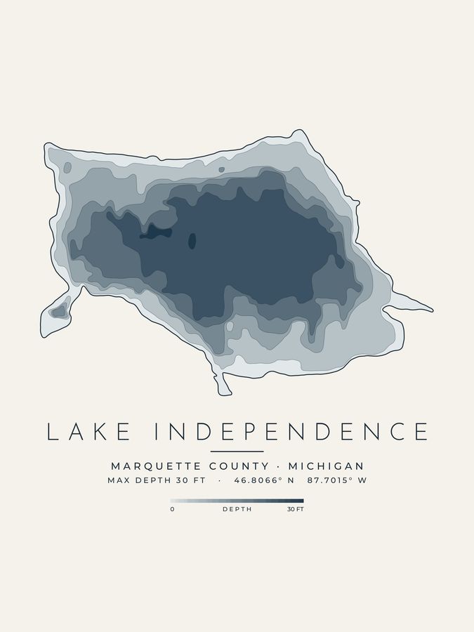 Lake Independence depth map print design