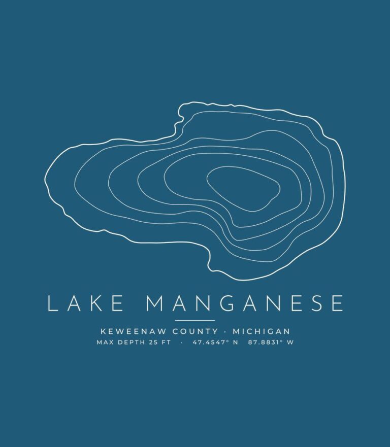 Lake Manganese contour map (for dark shirts) design