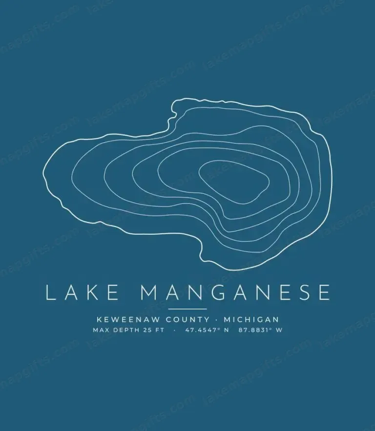 Lake Manganese contour map (for dark shirts) design