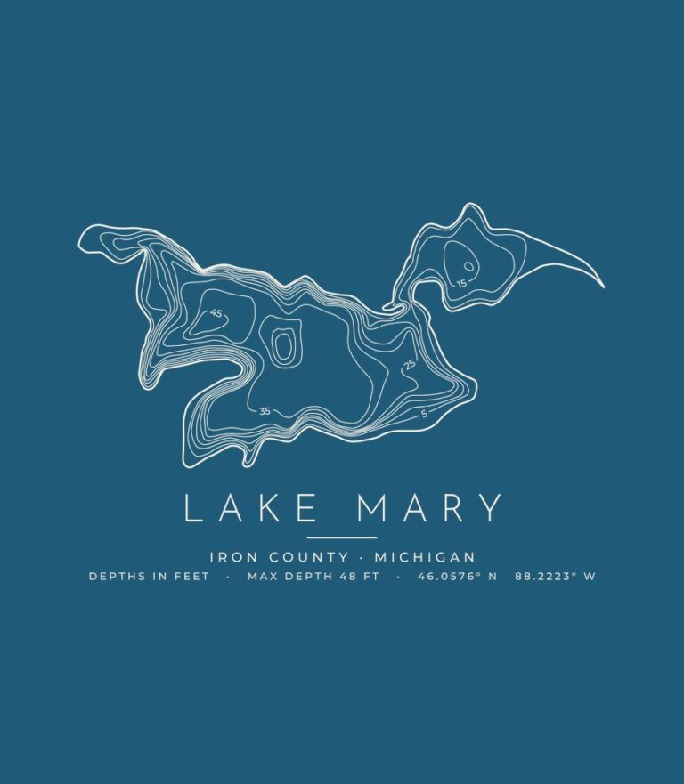 Lake Mary depth contours (for dark shirts) design