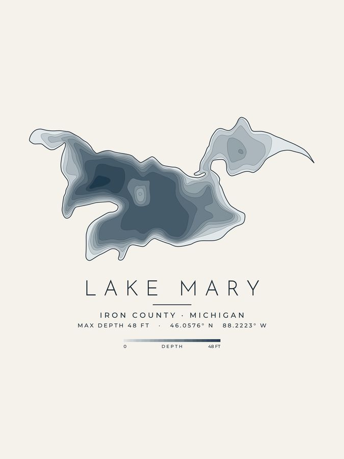 Lake Mary depth map print design